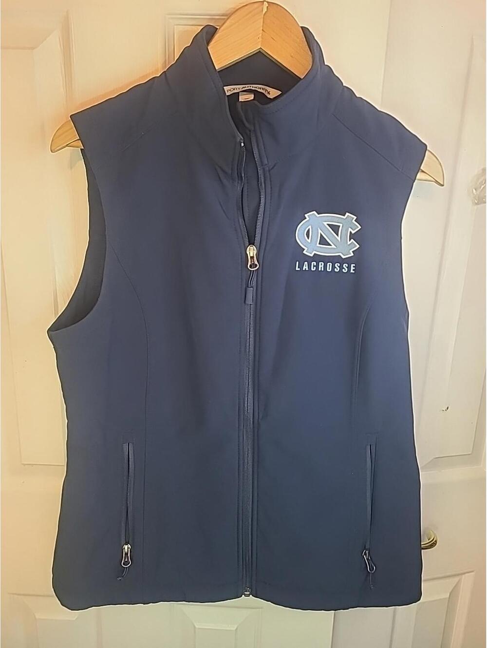 Port Authority North Carolina Tarheels Lacrosse Zip Up Vest Pockets Womens Large
